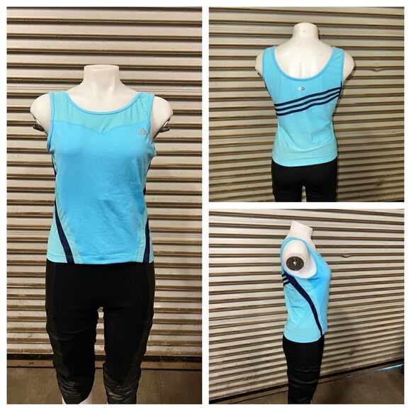 Addias Climacool top with mesh on neckline blue size large - Picture 1 of 11